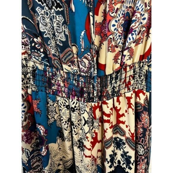 Printed Midi Dress‎ Sleeveless Smocked Waistline Small - Picture 3 of 7